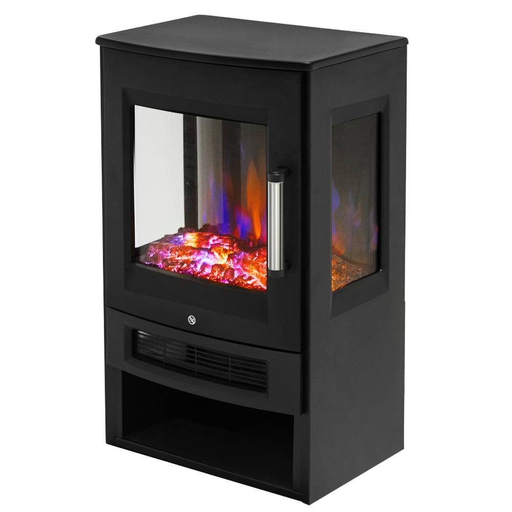 Freestanding Electric Fireplace Heater With Remote & Touch Screen – 8 Led Flame Colors, 2 Heat Settings (900w/1800w)