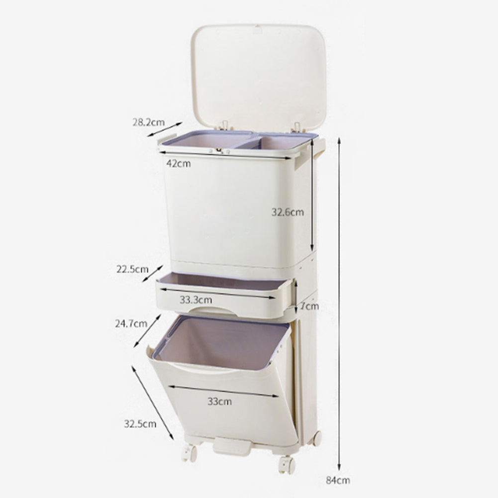 Rubbish Dustbin Recycling Bin Rubbish Trash Home Kitchen White | 42l | White