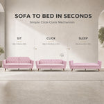 Victoria Velvet Sofa Bed 3 Seater | Pink