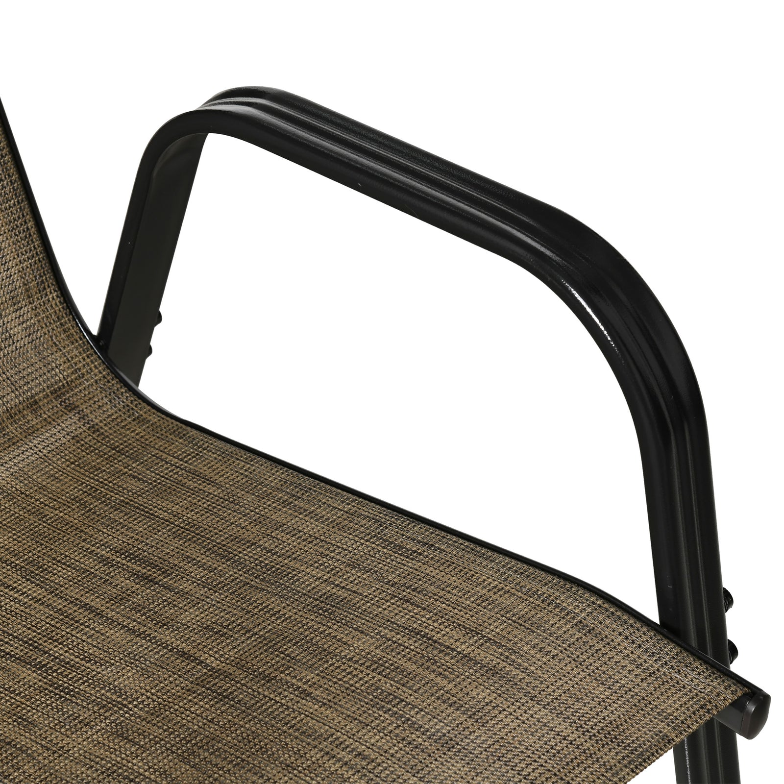 Set Of 4 Garden Dining Chair Set Outdoor W/ Back Armrest | Brown