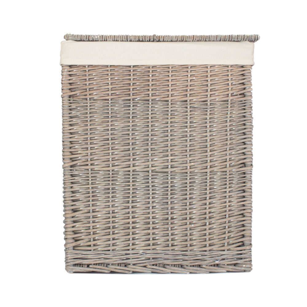 Slim Grey Wash Wicker Laundry Basket | One Size