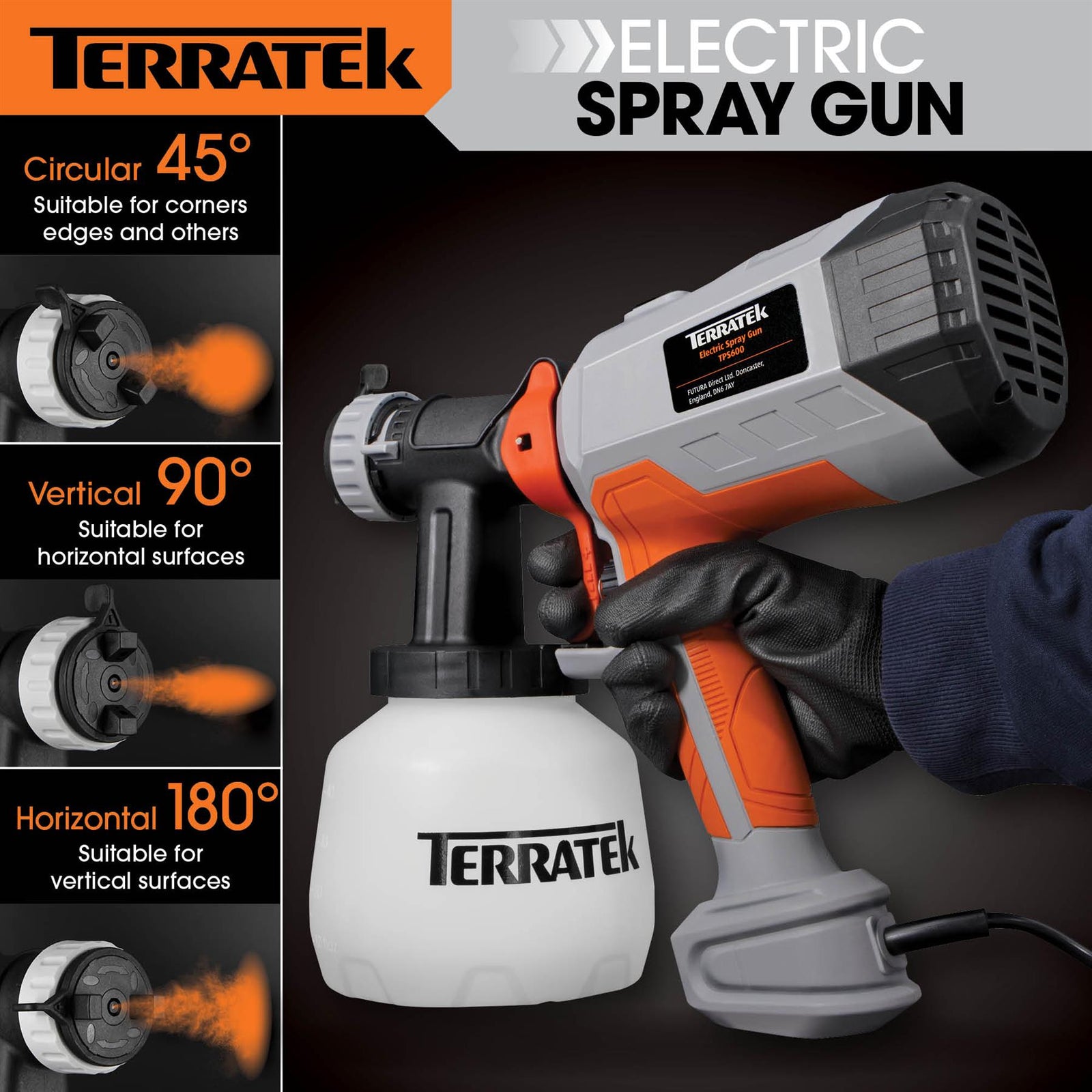 Electric Paint Sprayer 600w, Hvlp Hand Held Fence Spray Gun 1200ml Container