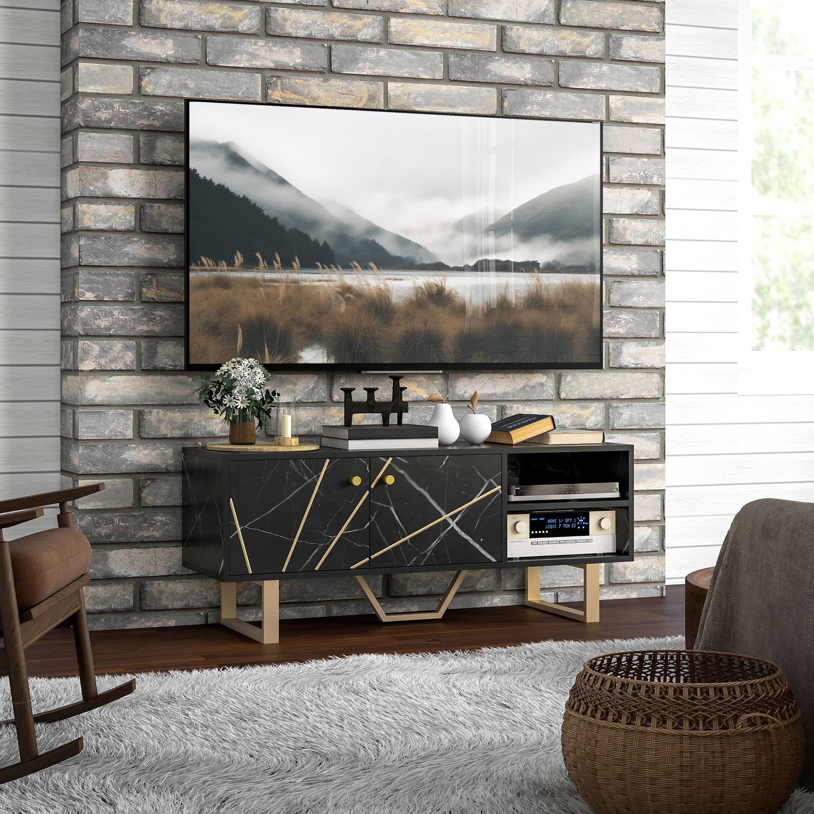 Tv Unit For Living Room Black Marble