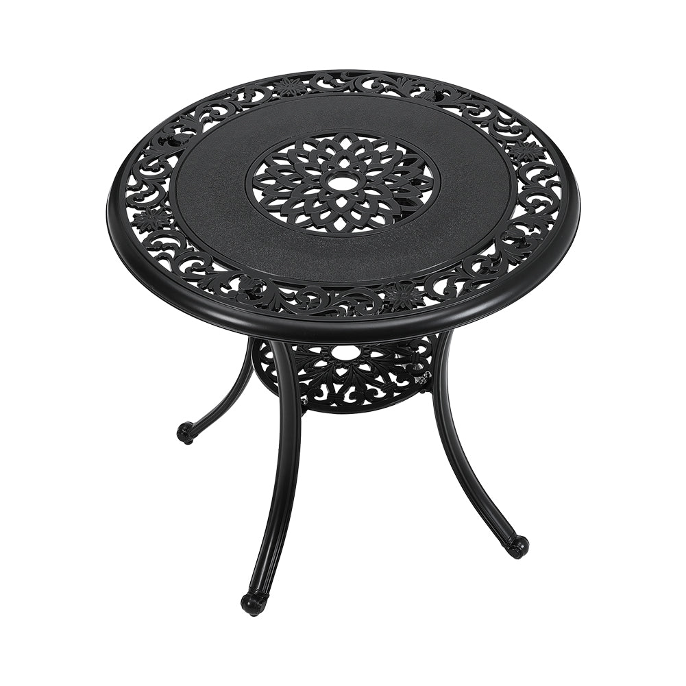 Living and Home Cast Aluminum Patio Dining Table With Umbrella Hole