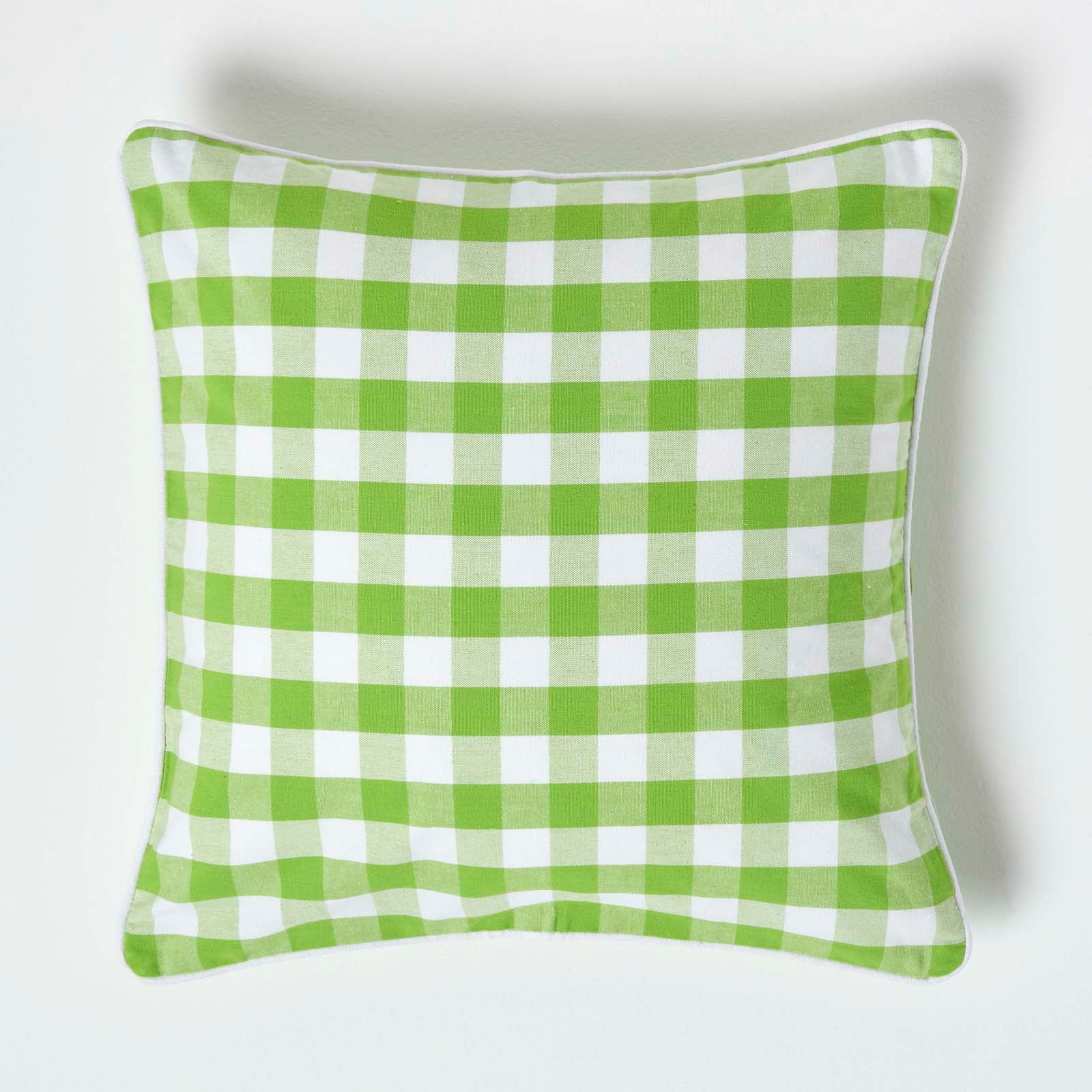 Block Check Cotton Gingham Cushion Cover | 45cm x 45cm | Green