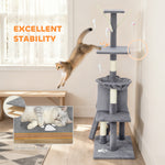 Cat Tree For Indoor Cats, 134cm Scratching Post Climbing Tower | Grey