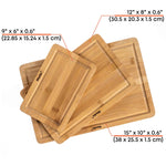 BlauKe Wood Cutting Boards For Kitchen - Bamboo Cutting Board Set With Juice Groove And Handles - Wooden Chopping Board