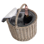 Round Grey Chiller Picnic Wicker Basket