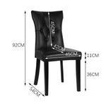 Set Of 2 Leather High Backrest Dining Chairs