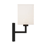 Nordic-inspired Wall Lamp With Black Iron Frame And White Fabric Shade – Elegant Lighting