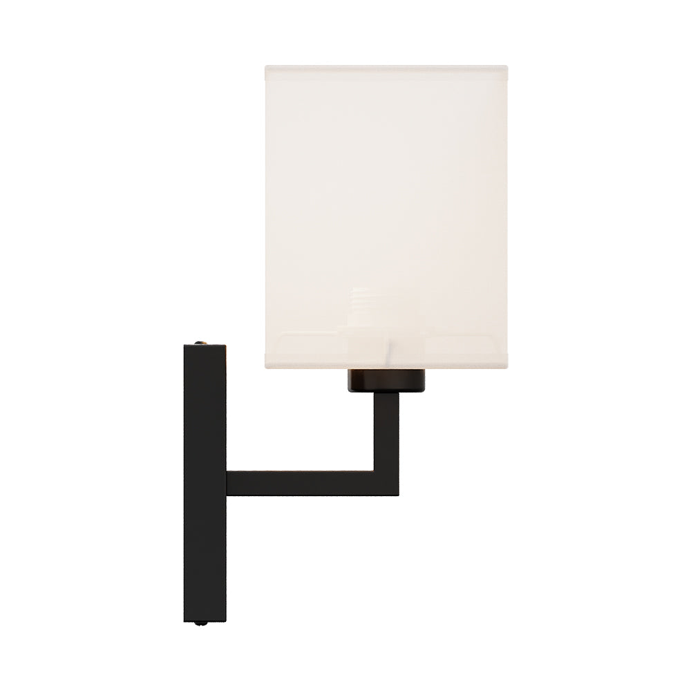 Nordic-inspired Wall Lamp With Black Iron Frame And White Fabric Shade – Elegant Lighting