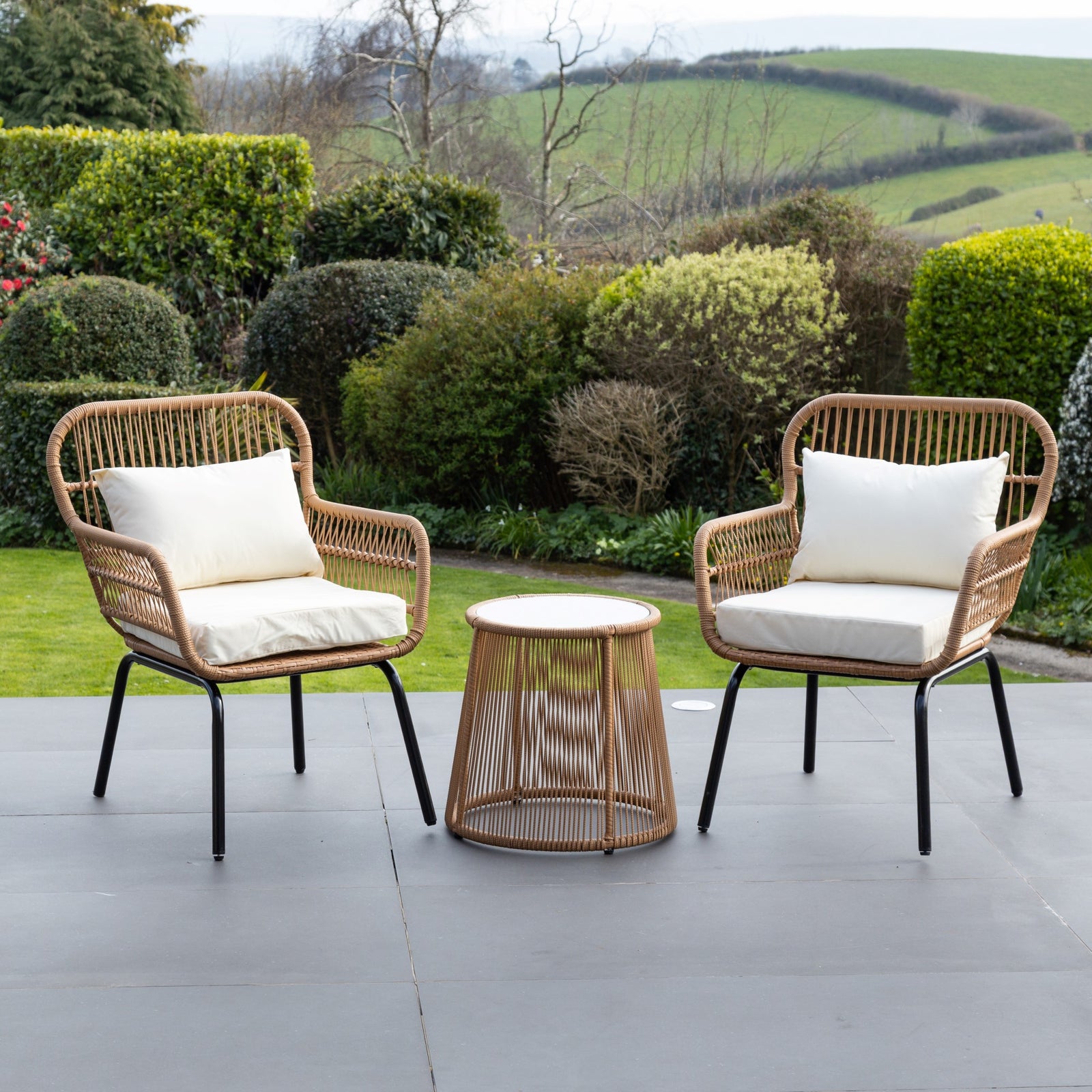 Carbini 3 Piece Patio Bistro Set | One Size | Cream
