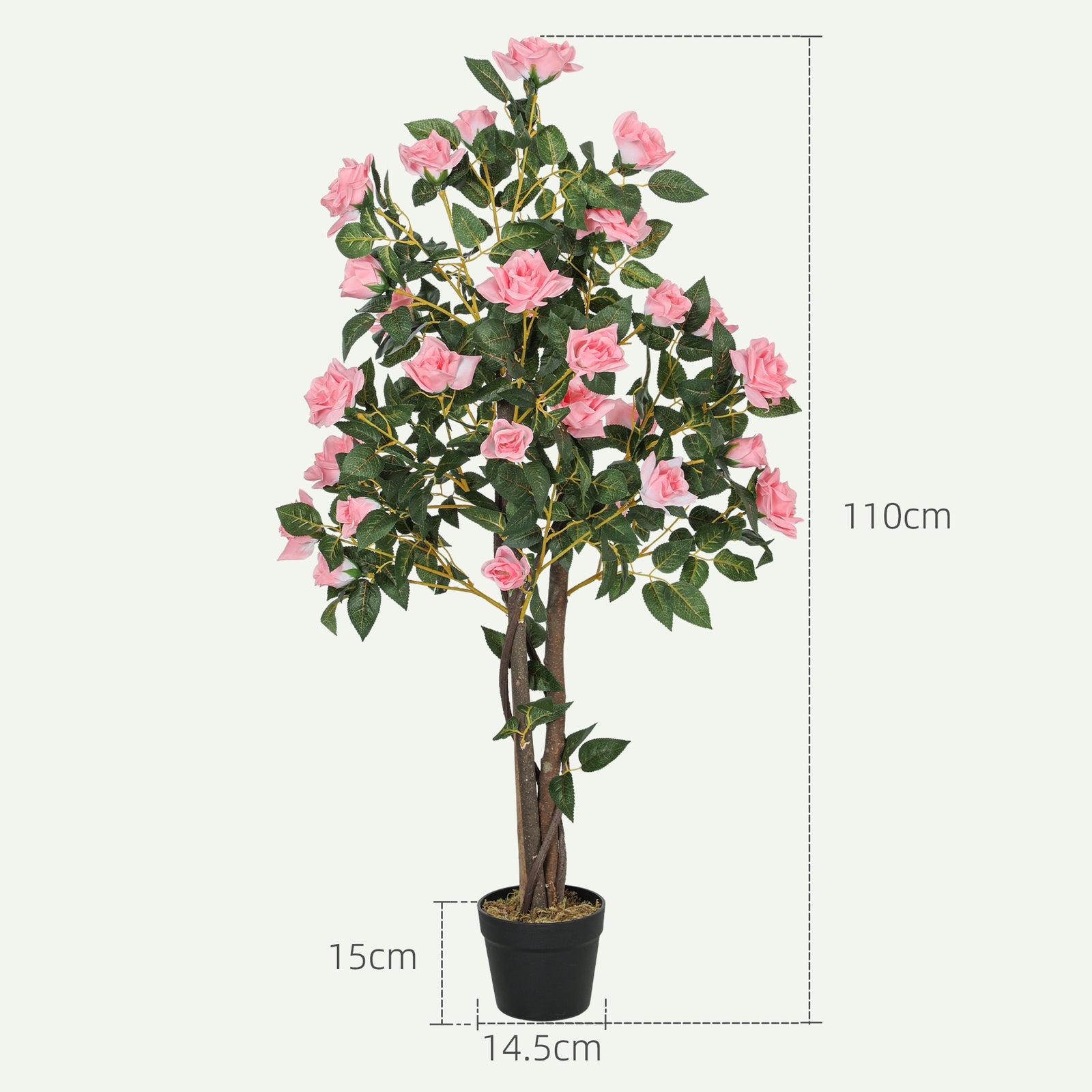 Set Of 2 Decorative Artificial Plants Rose Trees In Pot