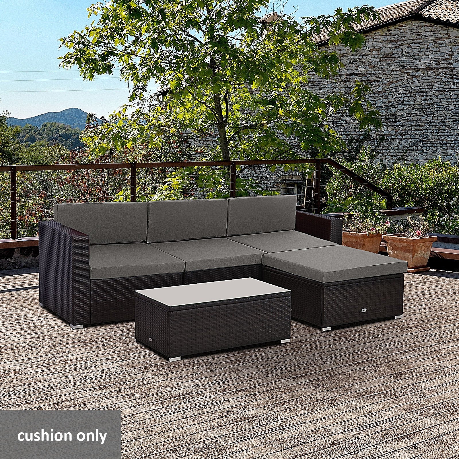 7 Piece Outdoor Furniture Cushion Set For Rattan Furniture | Gray