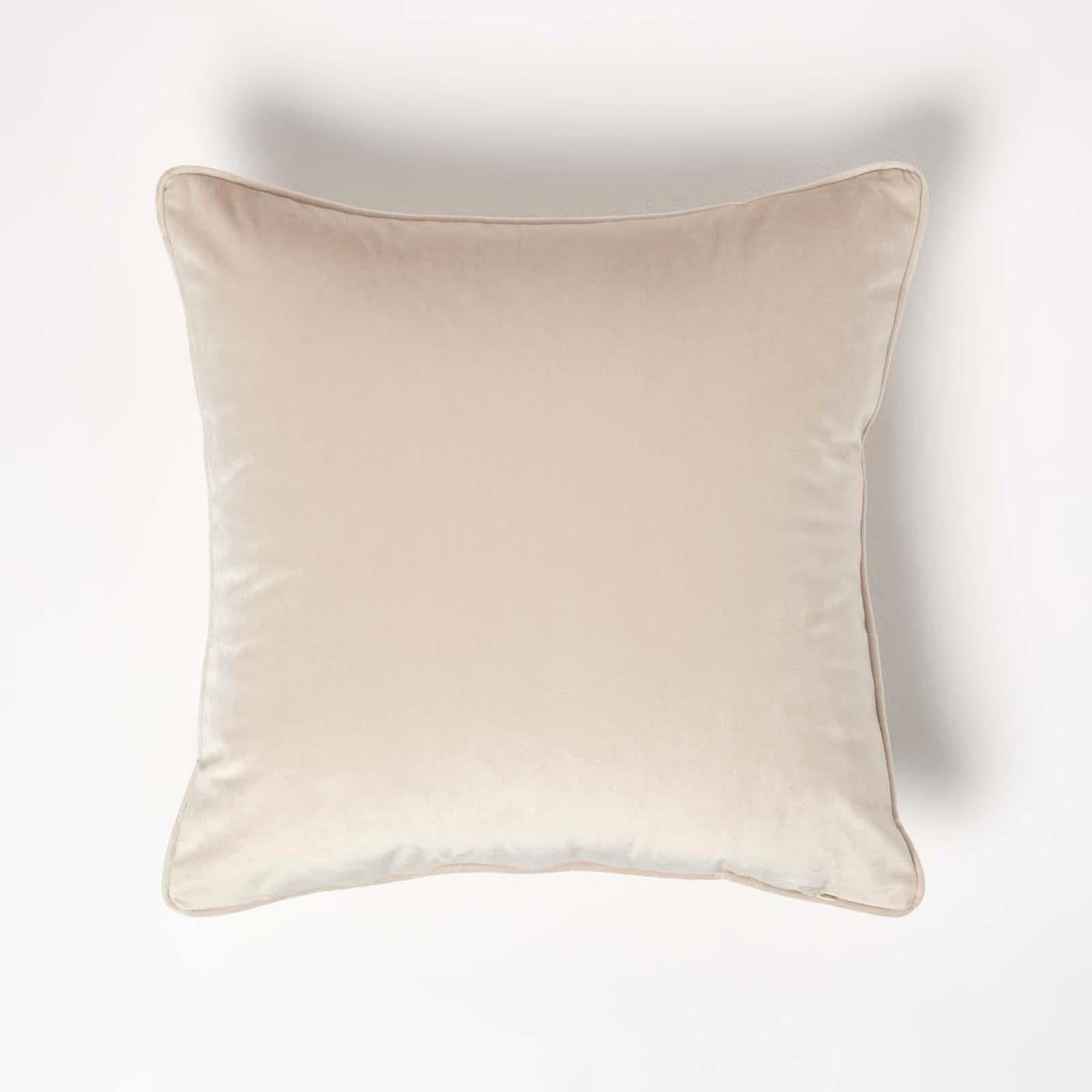 Filled Velvet Cushion With Piped Edge 46 X 46 Cm | 45cm x 45cm | Cream