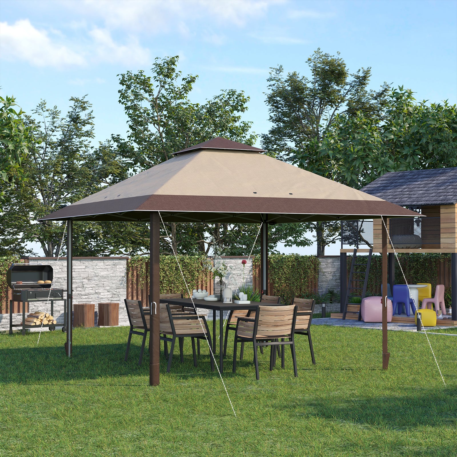 4 X 4m Outdoor Pop-up Canopy Tent Gazebo Adjustable Legs Bag | Coffee
