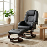Recliner Chair With Footstool, Swivel Recliner Armchair | Black