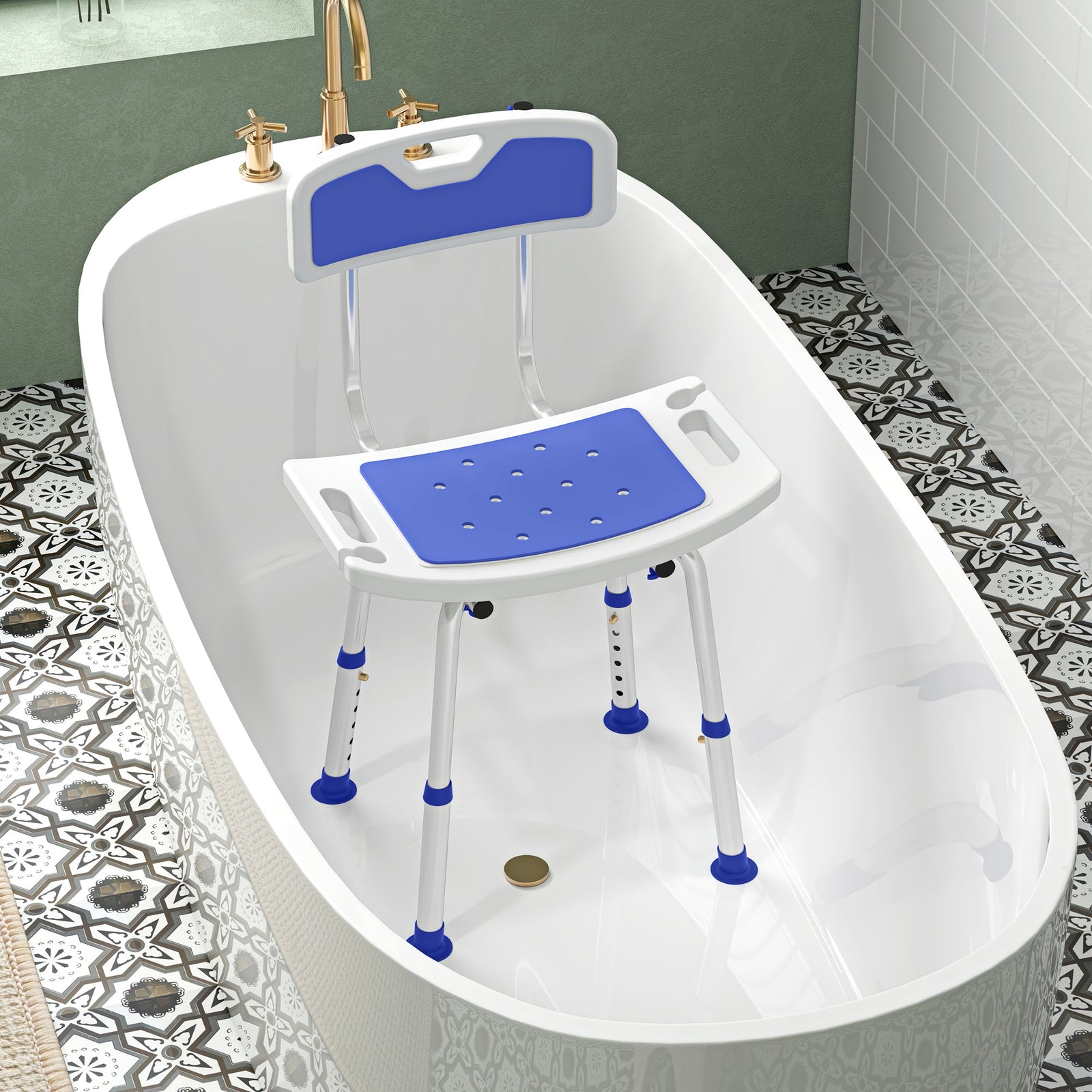 Shower Stool For Elderly Disabled Adjustable Shower Stool | One Size | Blue