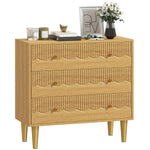 HOMCOM Chest Of Drawers, 3 Drawer Dresser Steel Legs And Wooden Top, Oak