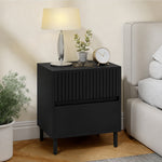 HOMCOM Bedside Cabinet With 2 Drawers, Storage And Steel Legs, Black
