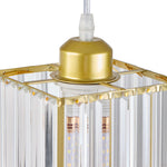 Modern 3-light Crystal Pendant Light Adjustable Linear Ceiling Fixture With Square Glass Shades | Gold