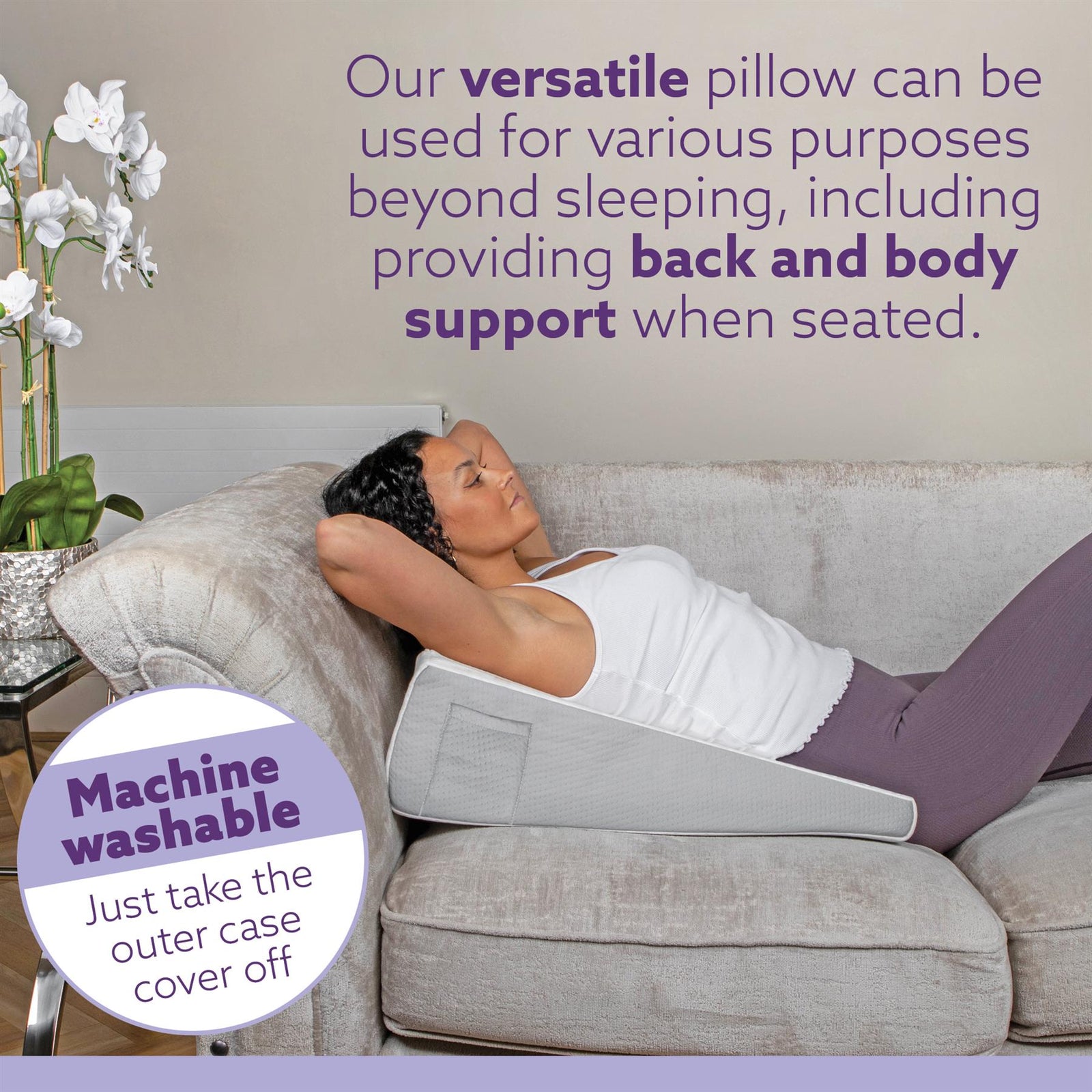 Bed Wedge Pillow For Bed, Memory Foam, Orthopaedic Support For Sleeping, Acid Reflux, Gerd, Snoring & Back Pain Washable
