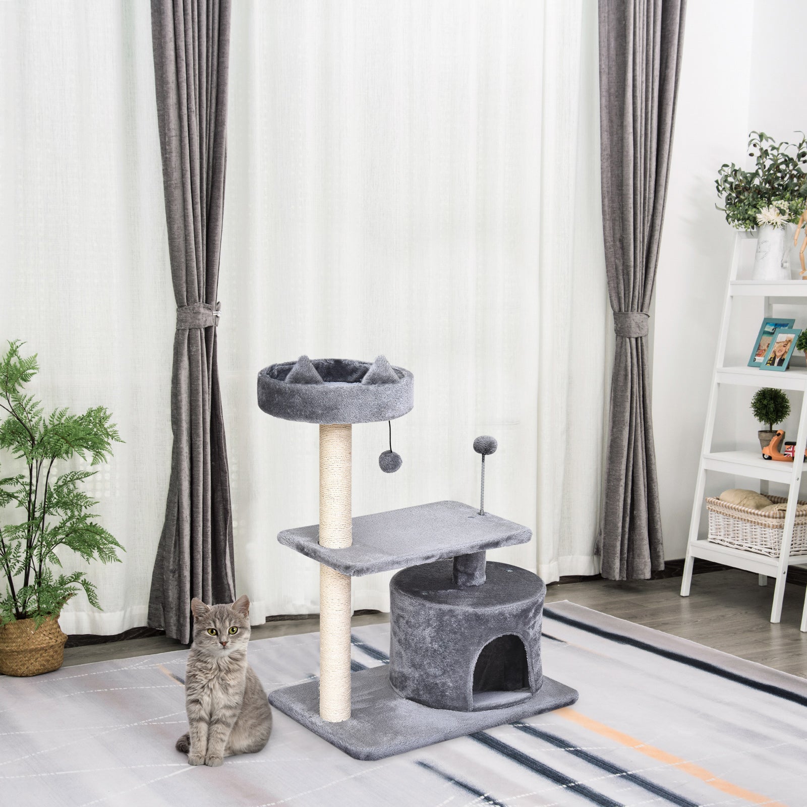 81cm Cat Tree Kitten Large Cats Tower Activity Centre Scratch Post | Gray