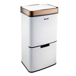 75l Sensor Recycling Bin With Food Caddy & 25 Bin Biodegradable Bags | 75L | White & Copper
