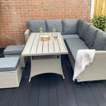 Stylish York 8-seater Grey Rattan Corner Sofa Dining Set For Outdoor Entertaining | Grey