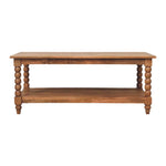 Spindle Coffee Table,1 Big Open Slot, Beige