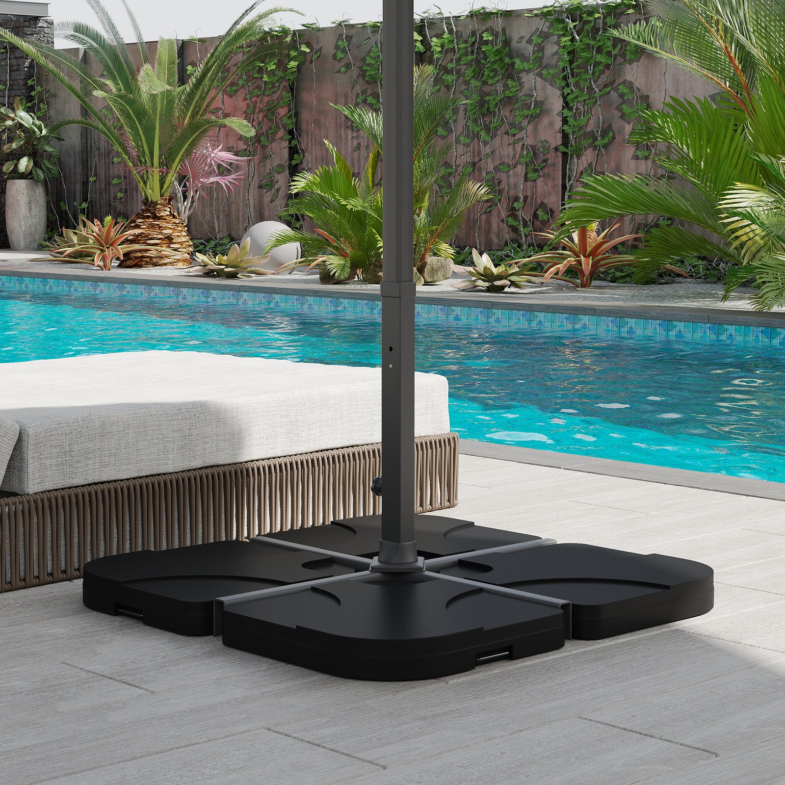 4pc Parasol Base, Up To 72kg, Black