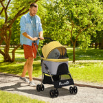 3 In 1 Pet Stroller, Detachable Dog Cat Travel Carriage | Yellow