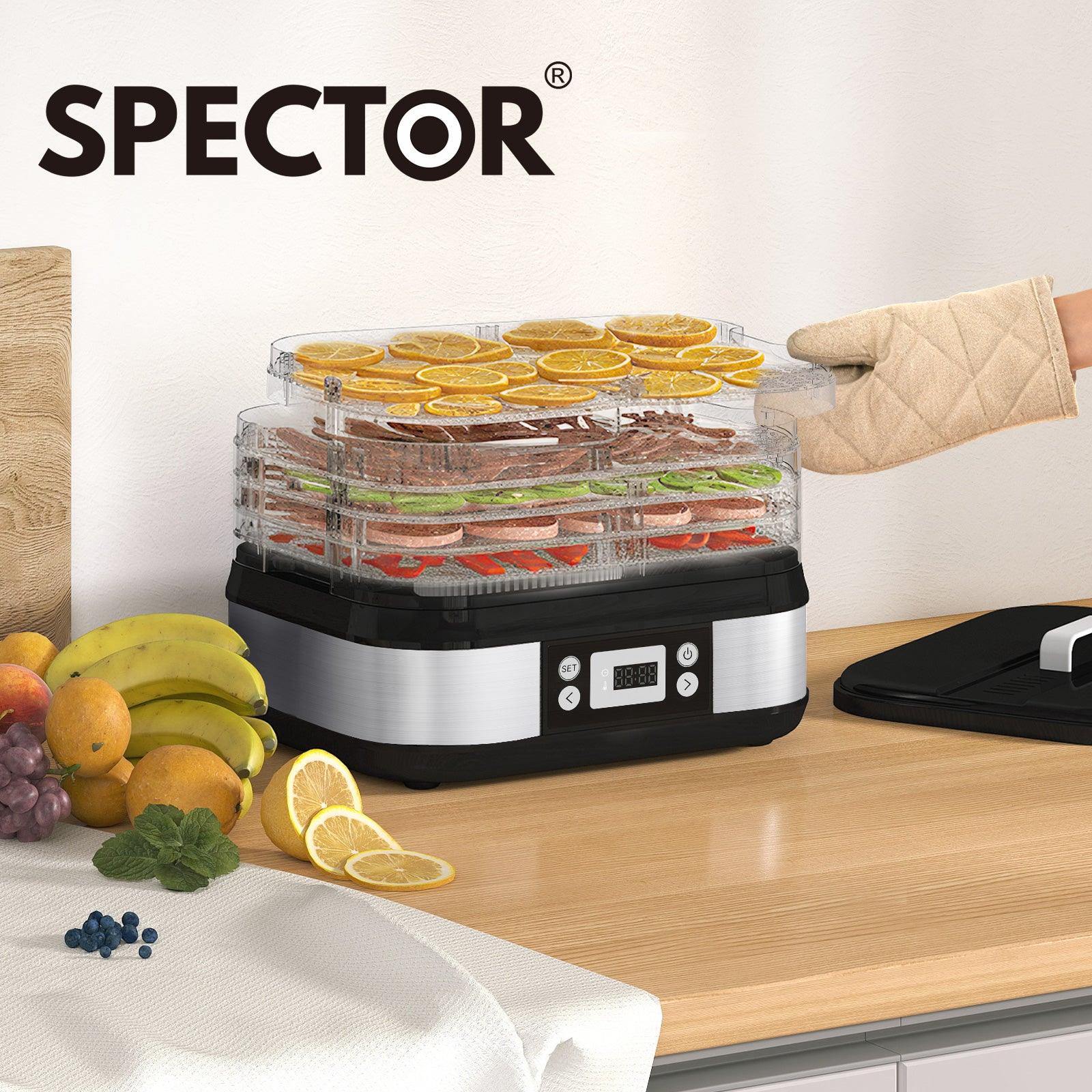 Spector Food Dehydrator 5 Tier Fruit Dryer Meat Drying Machine 450w 35-70°c Temp
