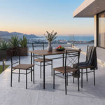 5-piece Dining Table Set With 4 Chairs, Oak Wood Grain Mdf Top & Black Metal Frame