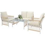 4 Piece Rattan Set, Wicker Conversation Set | Khaki