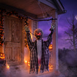 HOMCOM 43" Hanging Animated Chained Zombie Halloween Decoration For Scary Garden