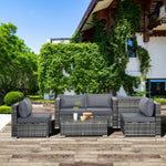 6pcs Rattan Sofa Set Garden Sectional Garden Wicker Cushion | Gray
