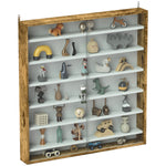 7-tier Wall Display Cabinet W/ Shelves Glass Doors | Brown