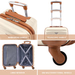 55x35x20cm Cabin Carry On Suitcase Hard Shell Overhead Luggage 100+ Airlines Approved | Cabin | Cream & Brown