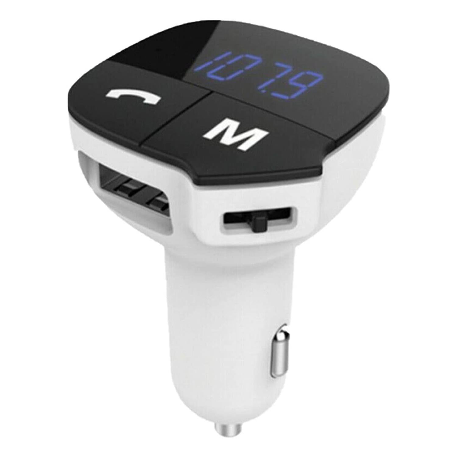 Bluetooth Car Adapter Fm Transmitter Hands-free Calling Car Kit, White