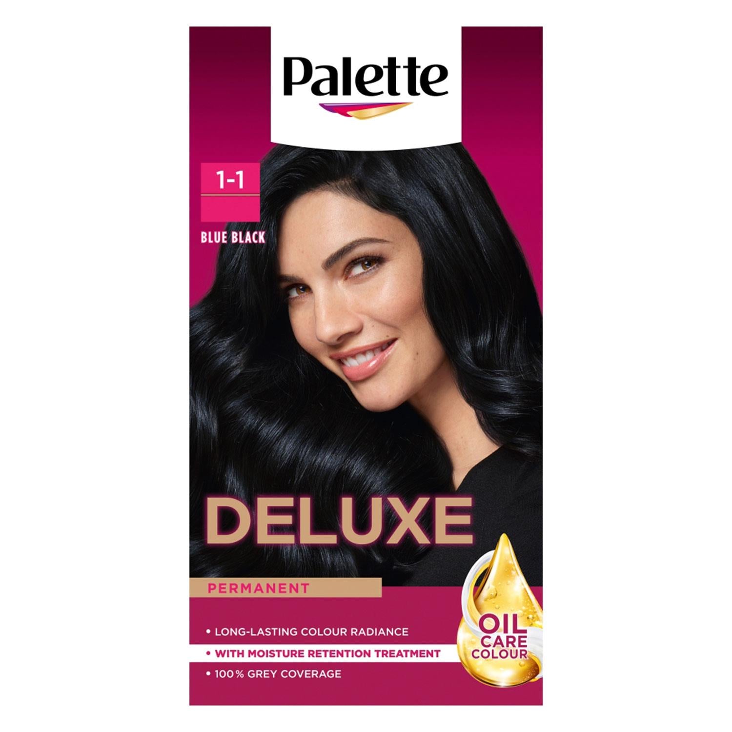 Deluxe Hair Dye 1-1 Blue Black Permanent Creme Colour Intense Shine 50ml, 2 Pack