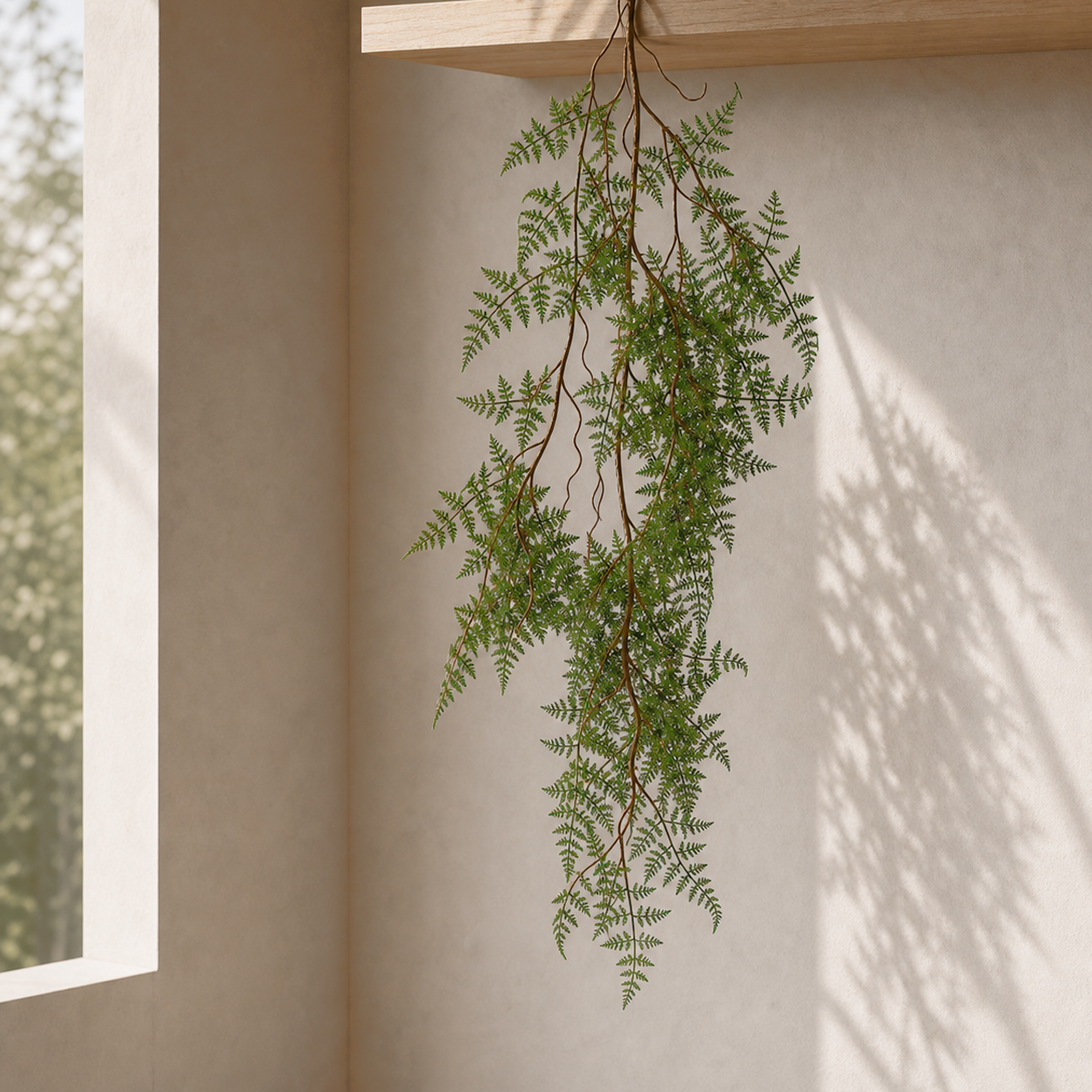 Artificial 100cm Hanging Maidenhair Fern Plant Dark Green