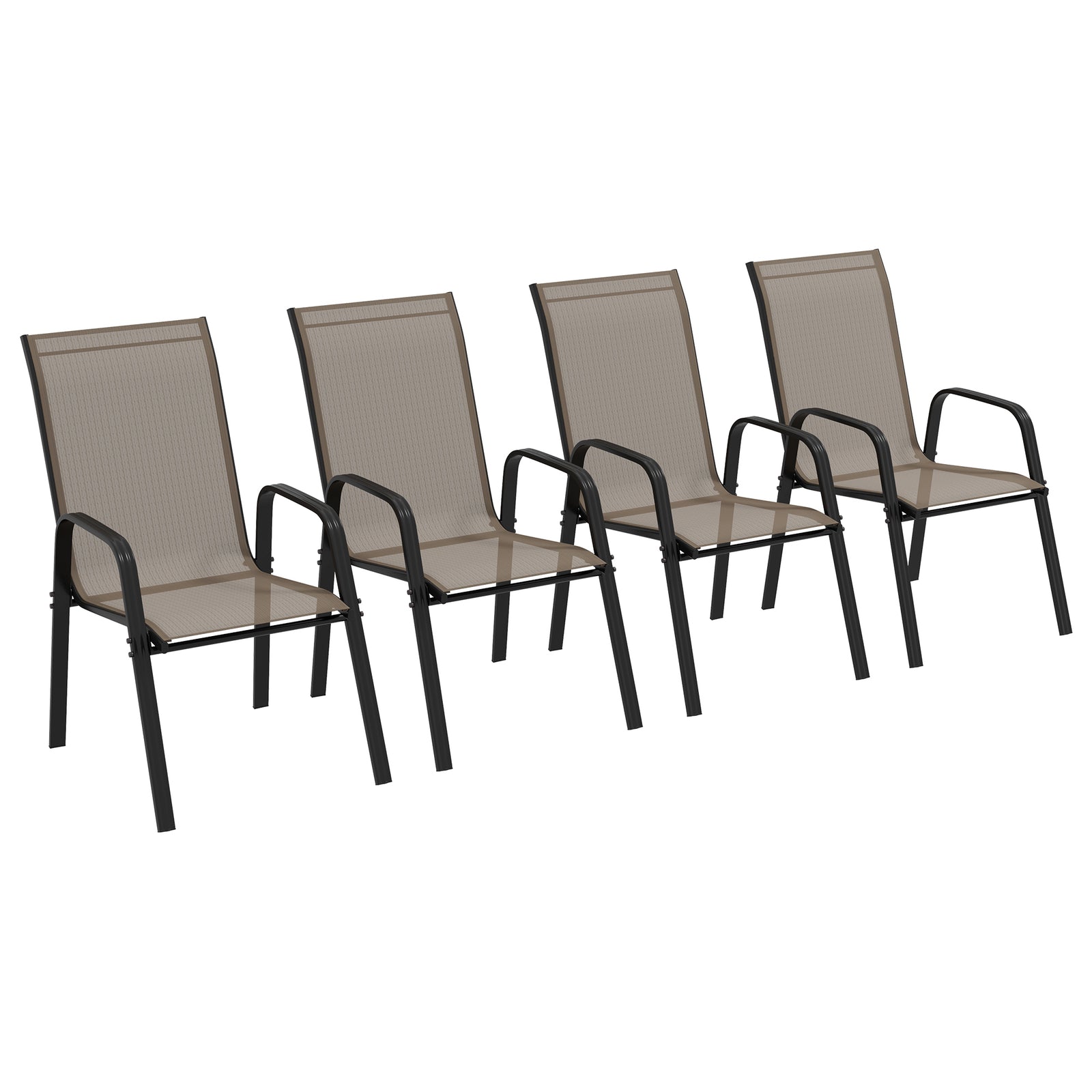 Set Of 4 Garden Dining Chairs High Back
