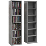 Set Of 2 Cd Storage Units Adjustable Shelves High Gloss | One Size | Gray