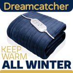 Deluxe  Xl Electric Throw Heated Double Over Blanket Soft Fleece 9 Heat & 12hr Timer Settings | XL | Blue