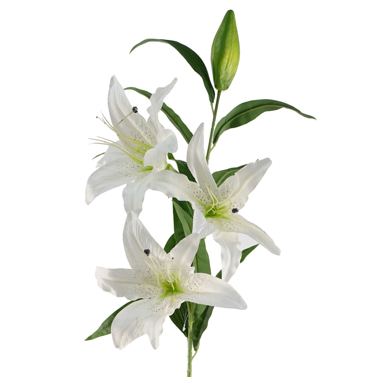 Pack Of 6 X 100cm Artificial Large White Lily Stem 18 Flowers