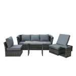 5 Pcs Outdoor Rattan Sofa Sets W/ Canopy Table