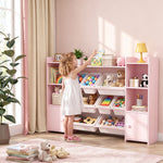 AIYAPLAY Kids Toy Storage Organiser With 8 Removable Storage Bins, Pink