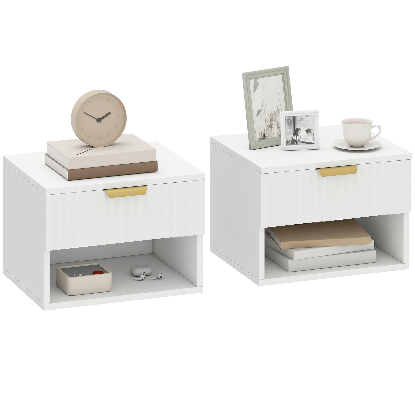 Floating Nightstands Set Of 2, Modern Wall Mounted Bedside Tables