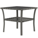 50cm Pe Rattan Coffee Table, Two-tier With Glass Top